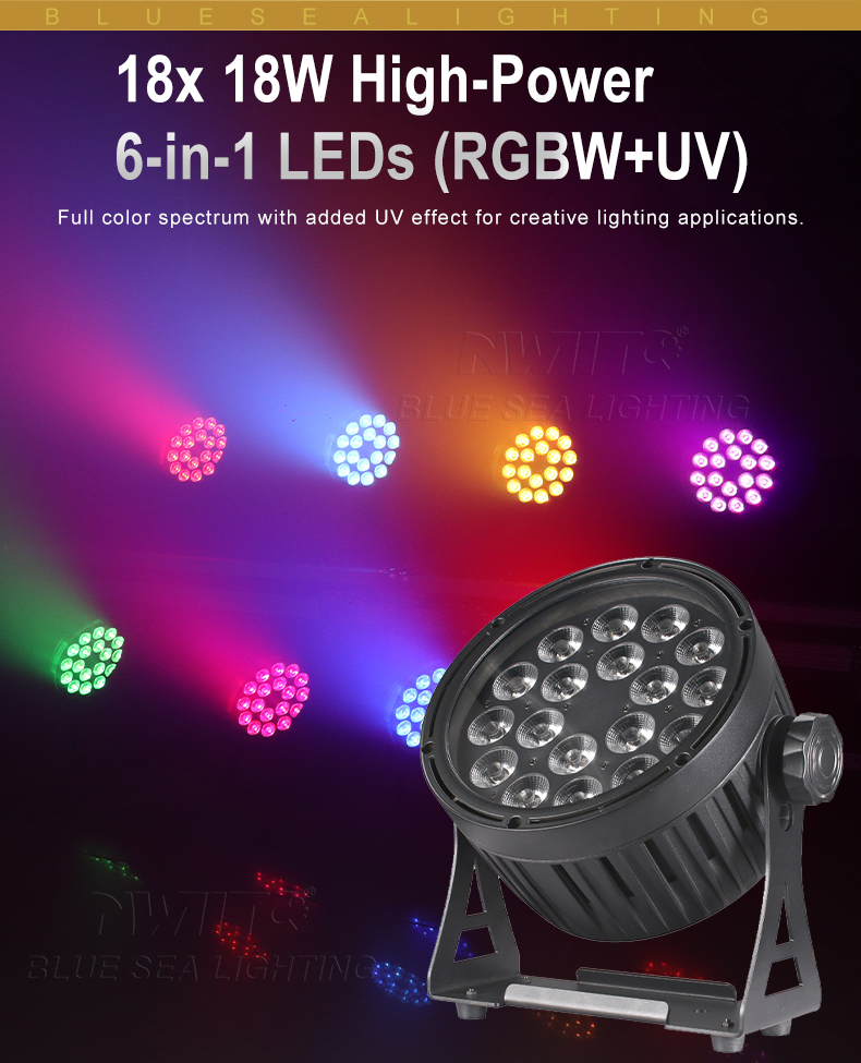 Outdoor Waterproof 18pcs 18w RGBW UV 6in1 LED Par Light
